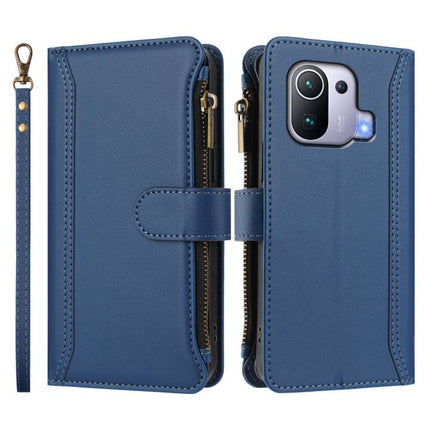 Magnetic Closure 9 Card Slots Zipper Leather Case with Hand Strap, For Xiaomi Mi 11 Pro, For Xiaomi Mi 11