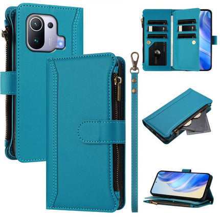 Magnetic Closure 9 Card Slots Zipper Leather Case with Hand Strap, For Xiaomi Mi 11 Pro, For Xiaomi Mi 11
