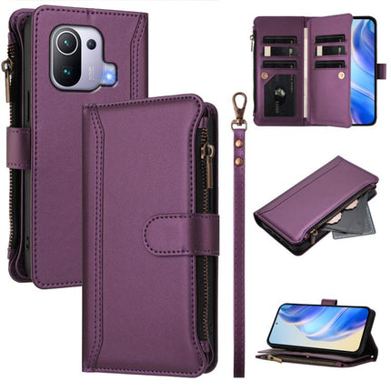 Magnetic Closure 9 Card Slots Zipper Leather Case with Hand Strap, For Xiaomi Mi 11 Pro, For Xiaomi Mi 11
