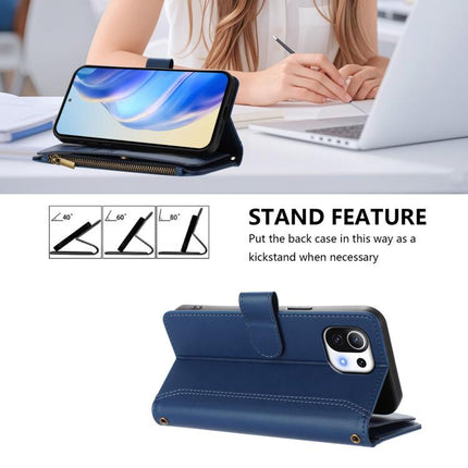Magnetic Closure 9 Card Slots Zipper Leather Case with Hand Strap, For Xiaomi Mi 11 Lite 4G / 5G, For Xiaomi 11T / 11T Pro, For Xiaomi Poco X3 GT, For Xiaomi Mi 11 Ultra