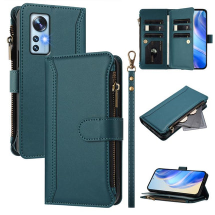 Magnetic Closure 9 Card Slots Zipper Leather Case with Hand Strap, For Xiaomi 12 Pro / 12S Pro, For Xiaomi 12 / 12X / 12S, For Xiaomi 12 Lite, For Xiaomi Poco C40 / Redmi 10C