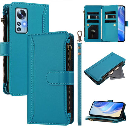 Magnetic Closure 9 Card Slots Zipper Leather Case with Hand Strap, For Xiaomi 12 Pro / 12S Pro, For Xiaomi 12 / 12X / 12S, For Xiaomi 12 Lite, For Xiaomi Poco C40 / Redmi 10C