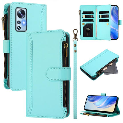 Magnetic Closure 9 Card Slots Zipper Leather Case with Hand Strap, For Xiaomi 12 Pro / 12S Pro, For Xiaomi 12 / 12X / 12S, For Xiaomi 12 Lite, For Xiaomi Poco C40 / Redmi 10C