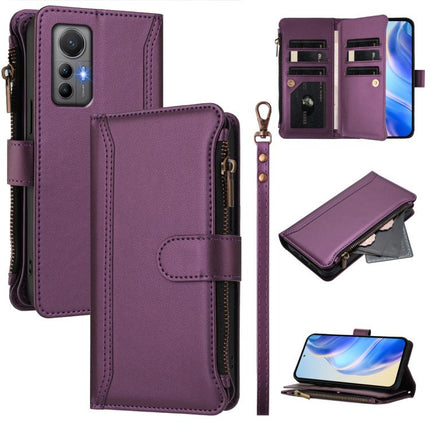 Magnetic Closure 9 Card Slots Zipper Leather Case with Hand Strap, For Xiaomi 12 Pro / 12S Pro, For Xiaomi 12 / 12X / 12S, For Xiaomi 12 Lite, For Xiaomi Poco C40 / Redmi 10C