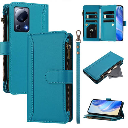 Magnetic Closure 9 Card Slots Zipper Leather Case with Hand Strap, For Xiaomi 13T / 13T Pro / Redmi K60 Ultra, For Xiaomi 13 Ultra, For Xiaomi Civi 3, For Xiaomi 13 Lite / Civi 2