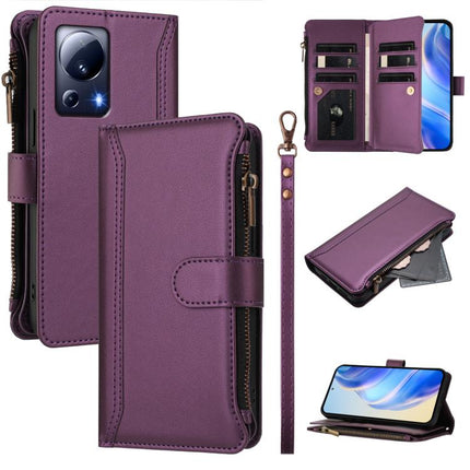 Magnetic Closure 9 Card Slots Zipper Leather Case with Hand Strap, For Xiaomi 13T / 13T Pro / Redmi K60 Ultra, For Xiaomi 13 Ultra, For Xiaomi Civi 3, For Xiaomi 13 Lite / Civi 2