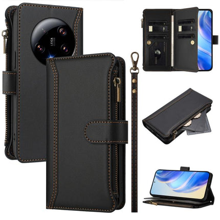 Magnetic Closure 9 Card Slots Zipper Leather Case with Hand Strap, For Xiaomi 13T / 13T Pro / Redmi K60 Ultra, For Xiaomi 13 Ultra, For Xiaomi Civi 3, For Xiaomi 13 Lite / Civi 2