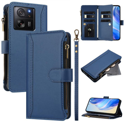Magnetic Closure 9 Card Slots Zipper Leather Case with Hand Strap, For Xiaomi 13T / 13T Pro / Redmi K60 Ultra, For Xiaomi 13 Ultra, For Xiaomi Civi 3, For Xiaomi 13 Lite / Civi 2