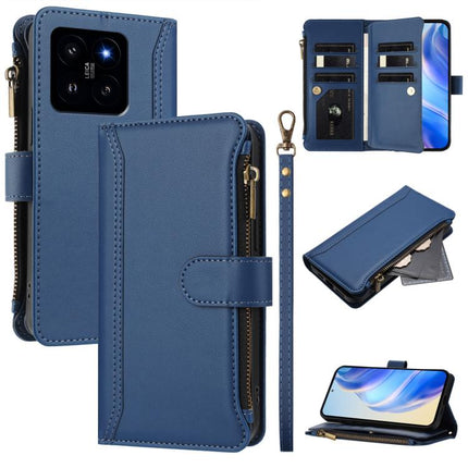 Magnetic Closure 9 Card Slots Zipper Leather Case with Hand Strap, For Xiaomi Poco X6 Pro, For Xiaomi 14 Ultra, For Xiaomi 14 Pro, For Xiaomi 14