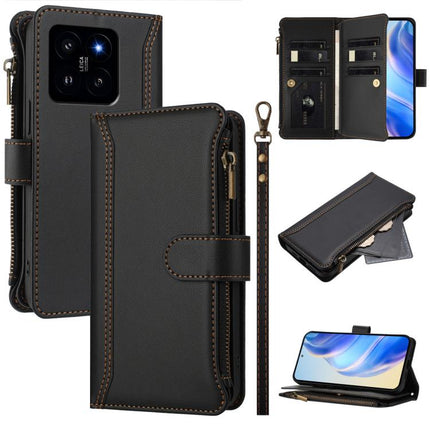 Magnetic Closure 9 Card Slots Zipper Leather Case with Hand Strap, For Xiaomi Poco X6 Pro, For Xiaomi 14 Ultra, For Xiaomi 14 Pro, For Xiaomi 14