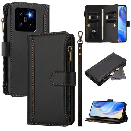 Magnetic Closure 9 Card Slots Zipper Leather Case with Hand Strap, For Xiaomi Poco X6 Pro, For Xiaomi 14 Ultra, For Xiaomi 14 Pro, For Xiaomi 14