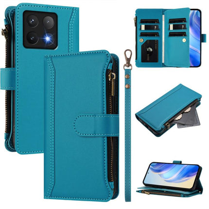 Magnetic Closure 9 Card Slots Zipper Leather Case with Hand Strap, For Xiaomi Poco M7 Pro 5G, For Xiaomi 15 Pro, For Xiaomi 15, For Xiaomi 14T Pro