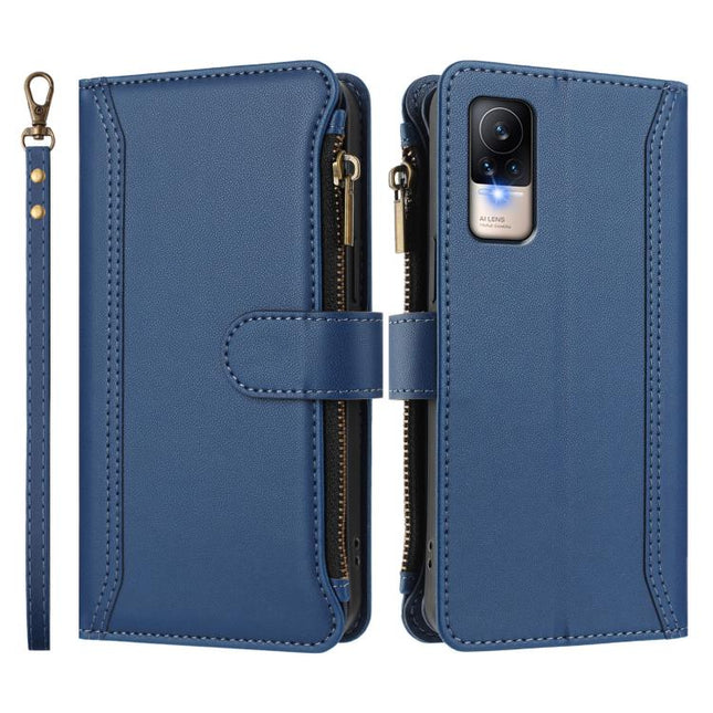 Magnetic Closure 9 Card Slots Zipper Leather Case with Hand Strap, For Xiaomi Civi 1S, For Xiaomi Poco M4 Pro 4G, For Xiaomi Poco X4 Pro 5G, For Xiaomi Mi 11i / 11X / 11X Pro