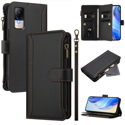 Magnetic Closure 9 Card Slots Zipper Leather Case with Hand Strap, For Xiaomi Civi 1S, For Xiaomi Poco M4 Pro 4G, For Xiaomi Poco X4 Pro 5G, For Xiaomi Mi 11i / 11X / 11X Pro