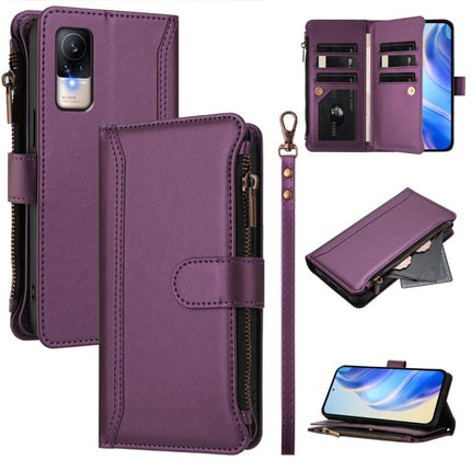 Magnetic Closure 9 Card Slots Zipper Leather Case with Hand Strap, For Xiaomi Civi 1S, For Xiaomi Poco M4 Pro 4G, For Xiaomi Poco X4 Pro 5G, For Xiaomi Mi 11i / 11X / 11X Pro