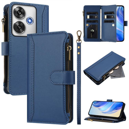 Magnetic Closure 9 Card Slots Zipper Leather Case with Hand Strap, For Xiaomi 14T, For Xiaomi Poco F6, For Xiaomi Poco F6 Pro, For Xiaomi Poco X6 Neo