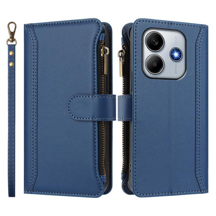Magnetic Closure 9 Card Slots Zipper Leather Case with Hand Strap, For Xiaomi Poco M7 Pro 5G, For Xiaomi 15 Pro, For Xiaomi 15, For Xiaomi 14T Pro