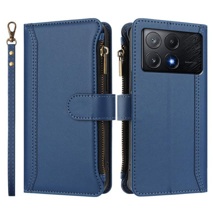Magnetic Closure 9 Card Slots Zipper Leather Case with Hand Strap, For Xiaomi Poco X6 Pro, For Xiaomi 14 Ultra, For Xiaomi 14 Pro, For Xiaomi 14