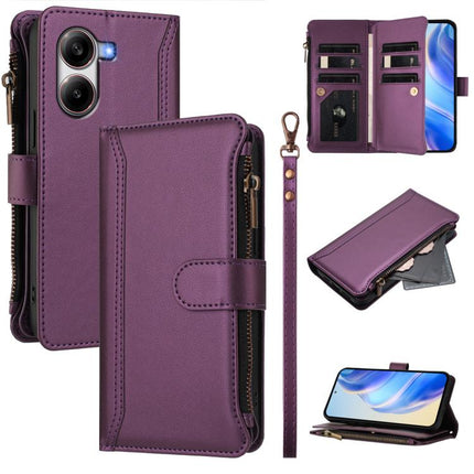Magnetic Closure 9 Card Slots Zipper Leather Case with Hand Strap, For Xiaomi Poco M7 5G / C75 4G, For Xiaomi Poco X7, For Xiaomi 15 Ultra, For Xiaomi Poco X7 Pro