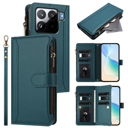 Magnetic Closure 9 Card Slots Zipper Leather Case with Hand Strap, For Xiaomi 15T 5G, For Xiaomi Civi 5 Pro, For Xiaomi 15S Pro, For Xiaomi Poco F7 Pro / F7 Ultra