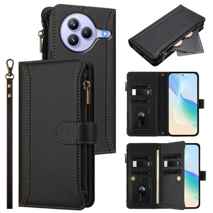 Magnetic Closure 9 Card Slots Zipper Leather Case with Hand Strap, For Xiaomi 15T 5G, For Xiaomi Civi 5 Pro, For Xiaomi 15S Pro, For Xiaomi Poco F7 Pro / F7 Ultra