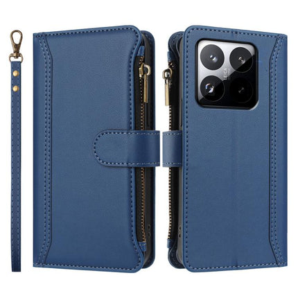 Magnetic Closure 9 Card Slots Zipper Leather Case with Hand Strap, For Xiaomi 15T 5G, For Xiaomi Civi 5 Pro, For Xiaomi 15S Pro, For Xiaomi Poco F7 Pro / F7 Ultra