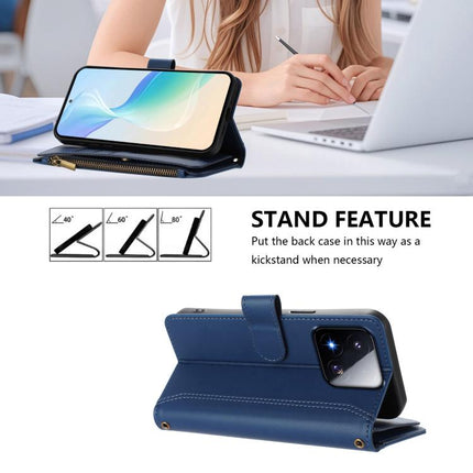 Magnetic Closure 9 Card Slots Zipper Leather Case with Hand Strap, For Xiaomi 17 Max 5G, For Xiaomi 17T Pro 5G, For Xiaomi Poco M7 4G 169mm, For Xiaomi 15T Pro 5G