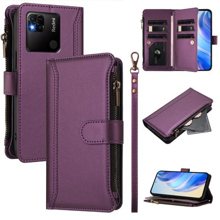 Magnetic Closure 9 Card Slots Zipper Leather Case with Hand Strap, For Redmi Note 11 Pro+ 5G EU / Poco X4 NFC, For Redmi Note 11S 5G / Poco M4 Pro 5G, For Redmi 10A / 9C, For Redmi 10 4G / 10 2022