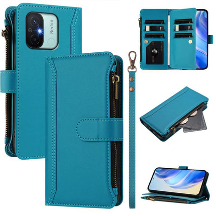 Magnetic Closure 9 Card Slots Zipper Leather Case with Hand Strap, For Redmi Note 12 4G Global, For Redmi A1 / A2, For Redmi 11A 4G / Xiaomi Poco C55, For Redmi Note 12 Pro+ / Note 12 Explorer