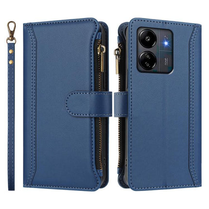Magnetic Closure 9 Card Slots Zipper Leather Case with Hand Strap, For Redmi 13C 5G / 4G / Poco C65, For Redmi Note 13 4G, For Redmi Note 13 Pro 5G / Poco X6, For Redmi Note 13 5G
