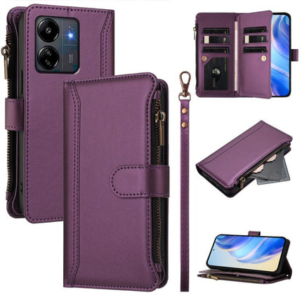 Magnetic Closure 9 Card Slots Zipper Leather Case with Hand Strap, For Redmi 13C 5G / 4G / Poco C65, For Redmi Note 13 4G, For Redmi Note 13 Pro 5G / Poco X6, For Redmi Note 13 5G