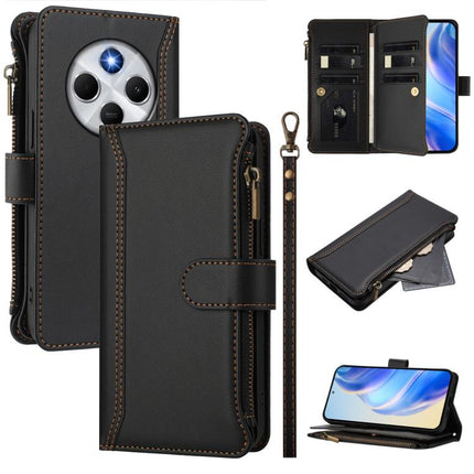Magnetic Closure 9 Card Slots Zipper Leather Case with Hand Strap, For Redmi K80 / K80 Pro, For Redmi Note 14 Pro 4G, For Redmi Note 14 4G 163.25mm, For Redmi 14C 4G / 14R 5G / A3 Pro