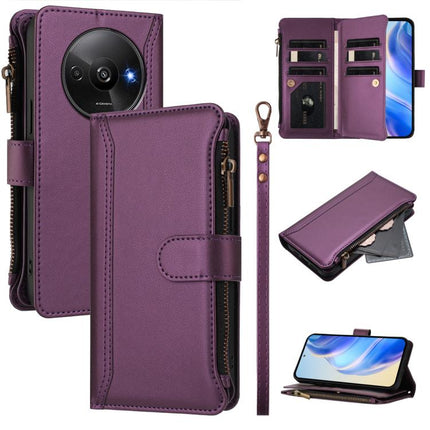 Magnetic Closure 9 Card Slots Zipper Leather Case with Hand Strap, For Redmi Note 14 Pro+ 5G, For Redmi K70 Ultra, For Redmi A3 / A3x / Poco C61, For Redmi Note 13 Pro 4G / Poco M6 Pro 4G