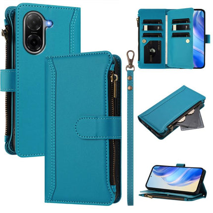 Magnetic Closure 9 Card Slots Zipper Leather Case with Hand Strap, For Redmi A5 4G 171.7mm / Poco C71, For Redmi K90 Max 5G, For Redmi A7 Pro 4G Global / Poco C85x 5G, For Redmi 15a 5G Global