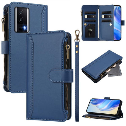 Magnetic Closure 9 Card Slots Zipper Leather Case with Hand Strap, For Redmi K60 / K60 Pro / Poco F5 Pro, For Redmi Note 11 / 11S 4G / 12S 4G, For Redmi A1+ / A2+ / Poco C50 / Poco C51, For Redmi Note 11 Pro 4G / 5G