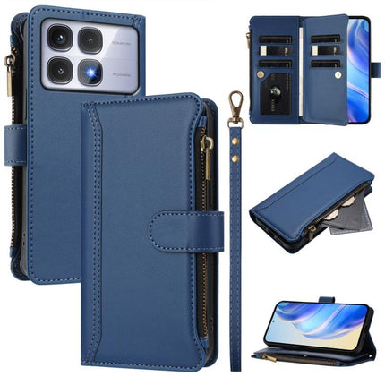 Magnetic Closure 9 Card Slots Zipper Leather Case with Hand Strap, For Redmi Note 14 Pro+ 5G, For Redmi K70 Ultra, For Redmi A3 / A3x / Poco C61, For Redmi Note 13 Pro 4G / Poco M6 Pro 4G