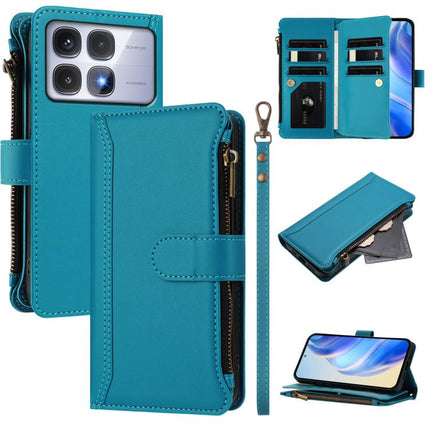 Magnetic Closure 9 Card Slots Zipper Leather Case with Hand Strap, For Redmi Note 14 Pro+ 5G, For Redmi K70 Ultra, For Redmi A3 / A3x / Poco C61, For Redmi Note 13 Pro 4G / Poco M6 Pro 4G