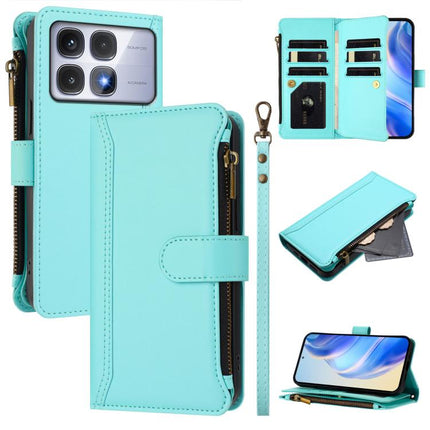 Magnetic Closure 9 Card Slots Zipper Leather Case with Hand Strap, For Redmi Note 14 Pro+ 5G, For Redmi K70 Ultra, For Redmi A3 / A3x / Poco C61, For Redmi Note 13 Pro 4G / Poco M6 Pro 4G