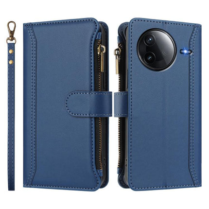 Magnetic Closure 9 Card Slots Zipper Leather Case with Hand Strap, For Redmi K80 / K80 Pro, For Redmi Note 14 Pro 4G, For Redmi Note 14 4G 163.25mm, For Redmi 14C 4G / 14R 5G / A3 Pro