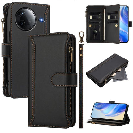 Magnetic Closure 9 Card Slots Zipper Leather Case with Hand Strap, For Redmi K80 / K80 Pro, For Redmi Note 14 Pro 4G, For Redmi Note 14 4G 163.25mm, For Redmi 14C 4G / 14R 5G / A3 Pro