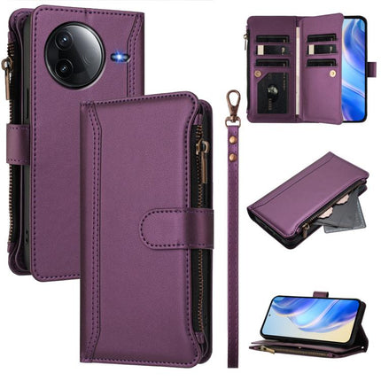 Magnetic Closure 9 Card Slots Zipper Leather Case with Hand Strap, For Redmi K80 / K80 Pro, For Redmi Note 14 Pro 4G, For Redmi Note 14 4G 163.25mm, For Redmi 14C 4G / 14R 5G / A3 Pro