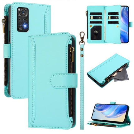 Magnetic Closure 9 Card Slots Zipper Leather Case with Hand Strap, For Redmi K60 / K60 Pro / Poco F5 Pro, For Redmi Note 11 / 11S 4G / 12S 4G, For Redmi A1+ / A2+ / Poco C50 / Poco C51, For Redmi Note 11 Pro 4G / 5G