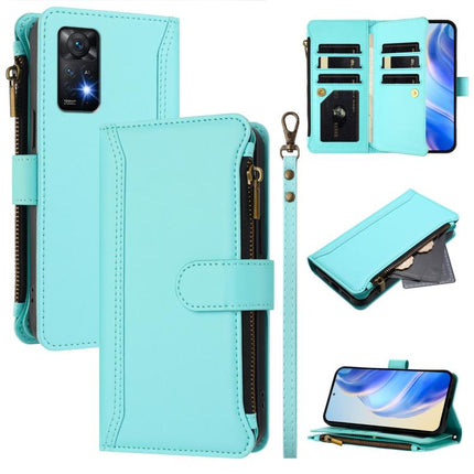Magnetic Closure 9 Card Slots Zipper Leather Case with Hand Strap, For Redmi K60 / K60 Pro / Poco F5 Pro, For Redmi Note 11 / 11S 4G / 12S 4G, For Redmi A1+ / A2+ / Poco C50 / Poco C51, For Redmi Note 11 Pro 4G / 5G