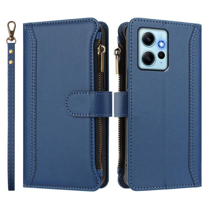 Magnetic Closure 9 Card Slots Zipper Leather Case with Hand Strap, For Redmi Note 12 4G Global, For Redmi A1 / A2, For Redmi 11A 4G / Xiaomi Poco C55, For Redmi Note 12 Pro+ / Note 12 Explorer