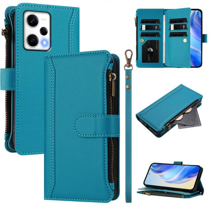 Magnetic Closure 9 Card Slots Zipper Leather Case with Hand Strap, For Redmi Note 12 4G Global, For Redmi A1 / A2, For Redmi 11A 4G / Xiaomi Poco C55, For Redmi Note 12 Pro+ / Note 12 Explorer