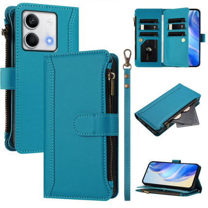 Magnetic Closure 9 Card Slots Zipper Leather Case with Hand Strap, For Redmi 13C 5G / 4G / Poco C65, For Redmi Note 13 4G, For Redmi Note 13 Pro 5G / Poco X6, For Redmi Note 13 5G