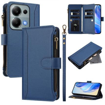Magnetic Closure 9 Card Slots Zipper Leather Case with Hand Strap, For Redmi Note 14 Pro+ 5G, For Redmi K70 Ultra, For Redmi A3 / A3x / Poco C61, For Redmi Note 13 Pro 4G / Poco M6 Pro 4G