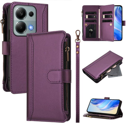 Magnetic Closure 9 Card Slots Zipper Leather Case with Hand Strap, For Redmi Note 14 Pro+ 5G, For Redmi K70 Ultra, For Redmi A3 / A3x / Poco C61, For Redmi Note 13 Pro 4G / Poco M6 Pro 4G