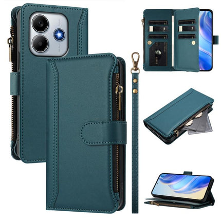 Magnetic Closure 9 Card Slots Zipper Leather Case with Hand Strap, For Redmi K80 / K80 Pro, For Redmi Note 14 Pro 4G, For Redmi Note 14 4G 163.25mm, For Redmi 14C 4G / 14R 5G / A3 Pro