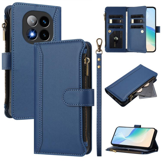 Magnetic Closure 9 Card Slots Zipper Leather Case with Hand Strap, For Redmi Note 14 Pro+ 5G, For Redmi K70 Ultra, For Redmi A3 / A3x / Poco C61, For Redmi Note 13 Pro 4G / Poco M6 Pro 4G